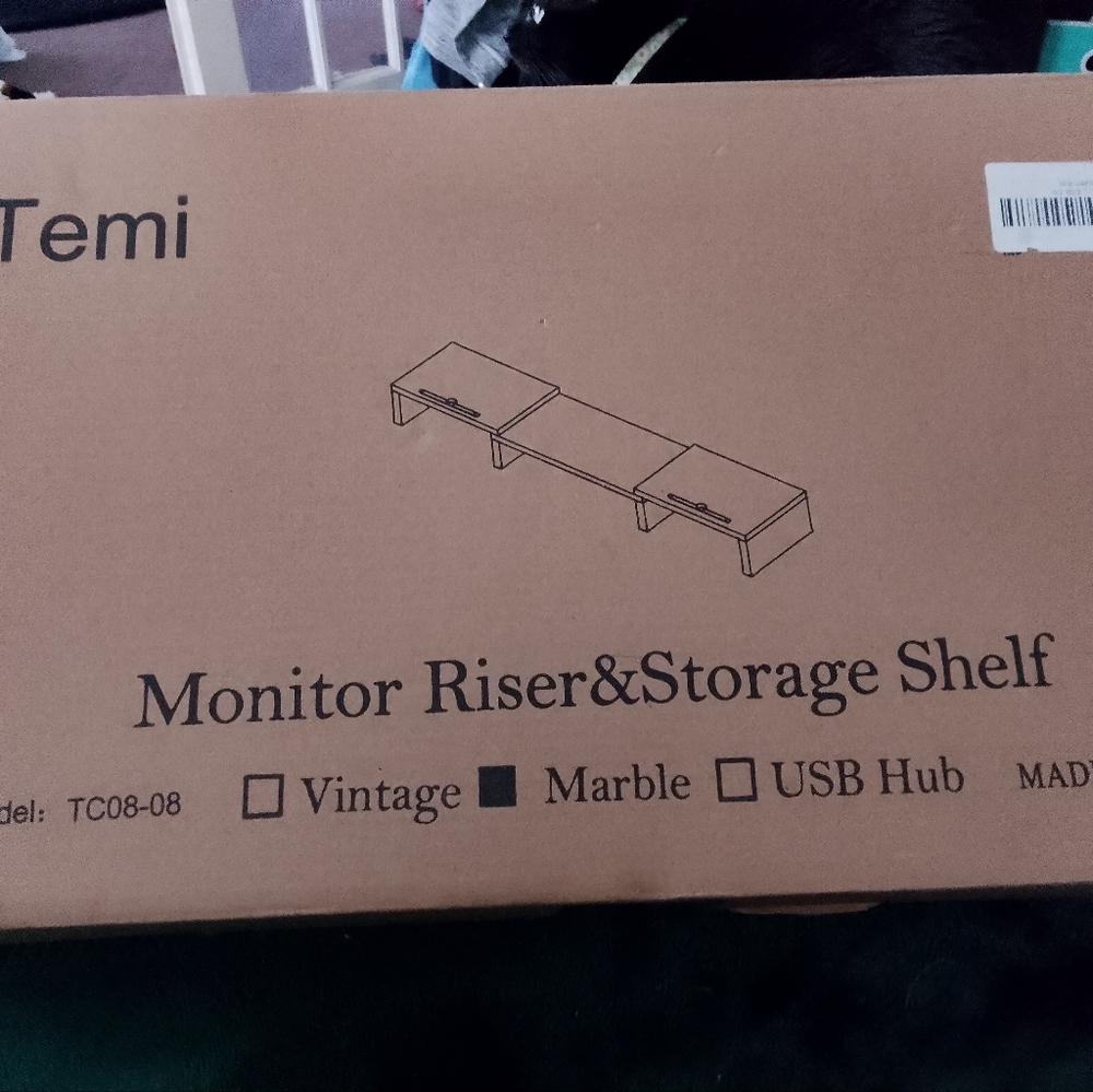 Temi Monitor Stand Riser White Marble New